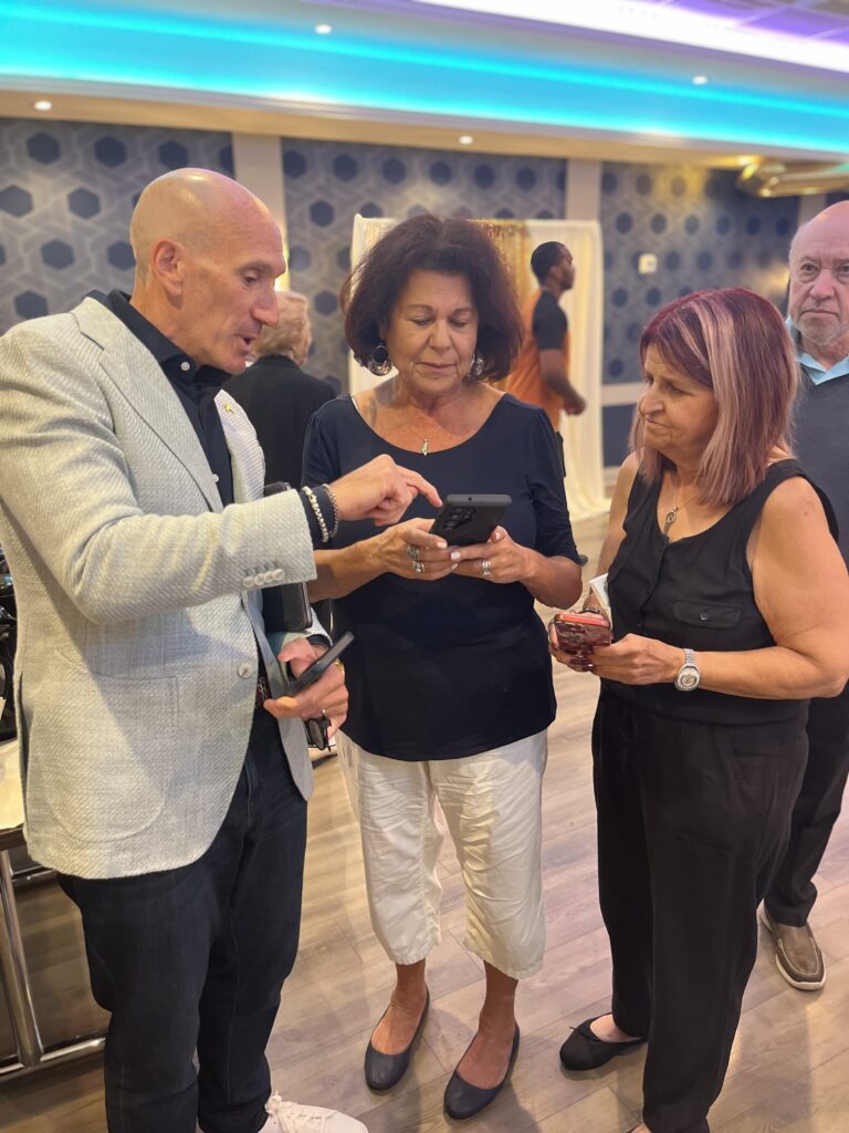 Informative outdoor exhibit panels discussing human rights, democracy, and totalitarianism.